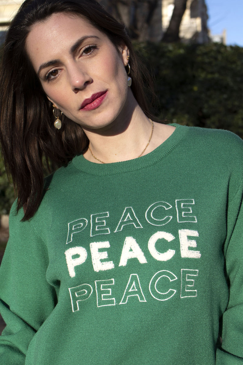 Absolème sweatshirt vert texte peace