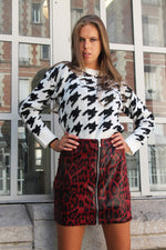 Absolème jupe Eline vinyle imprimé léopard rouge