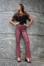 Absolème pantalon Suzie style rétro patte d'eph à rayures
