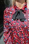 Absolème eshop robe satin imprimé léopard rouge