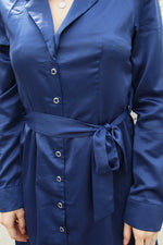 Absolème boutique en ligne robe chemisier satin bleu marine