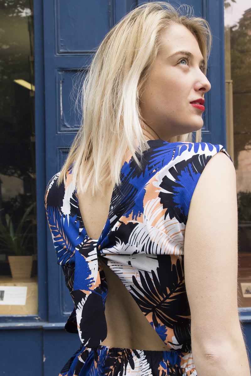 Absolème e-shop robe tendance dos-nu imprimé tropical