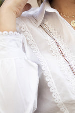 Absolème chemise en coton blanc pour femme avec broderies