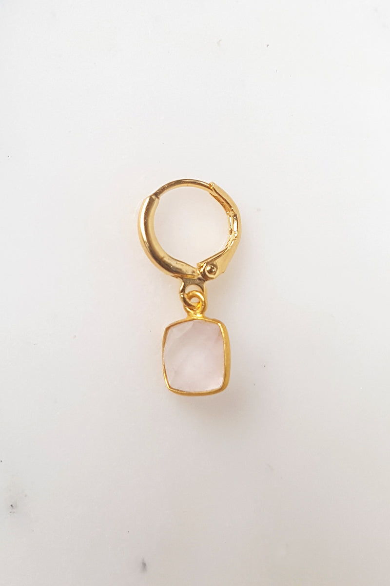 Absolème mini créole à l'unité quartz rose plaqué or
