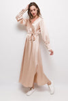 Absolème robe longue satin beige