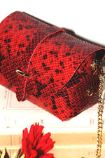 Absolème micro sac à main en cuir rouge serpent