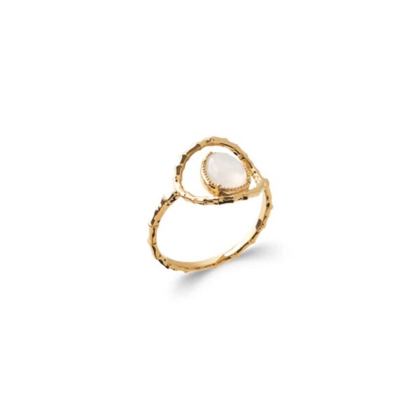Absolème bague fine en plaqué or et pierre de lune