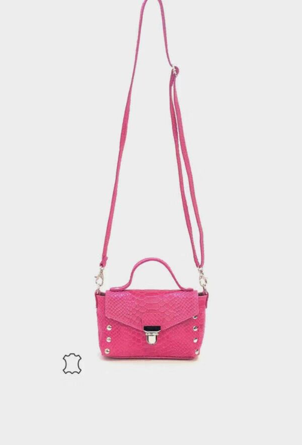 Absolème micro-sac à main en cuir rose fuschia python