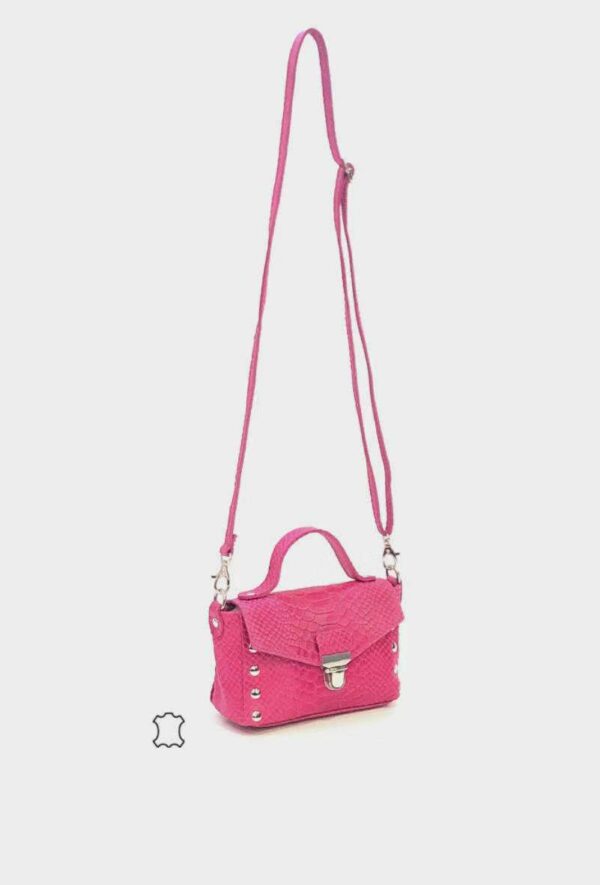 Absolème micro-sac à main en cuir rose fuschia python