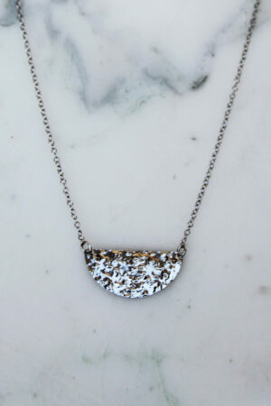 Collier demi-lune argent 925 martelé