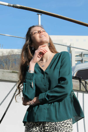 Blouse Féminine Verte Dentelle