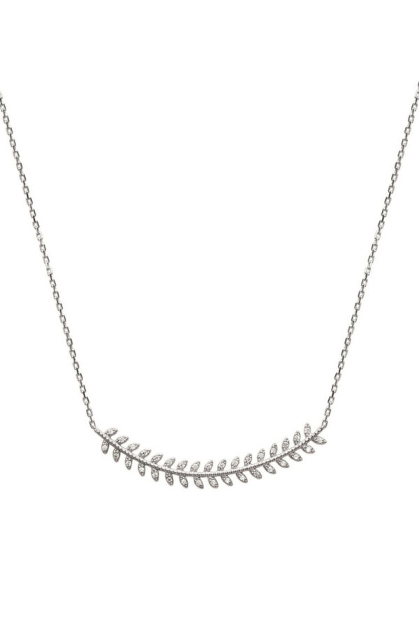 Collier laurier argent 925 zirconiums