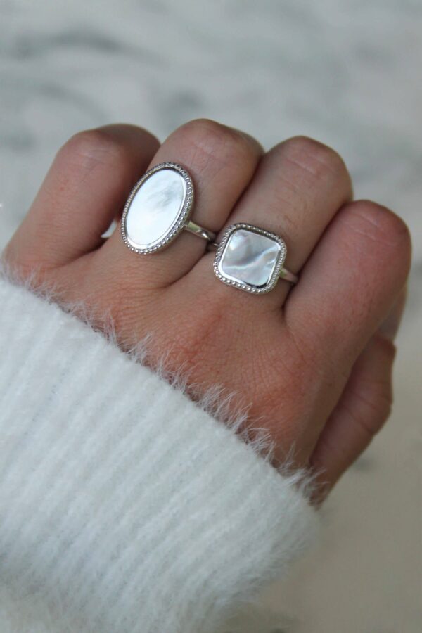 Absolème bague argent 925 carré nacre