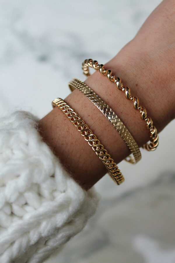 Absolème bracelet jonc gravé plaqué or