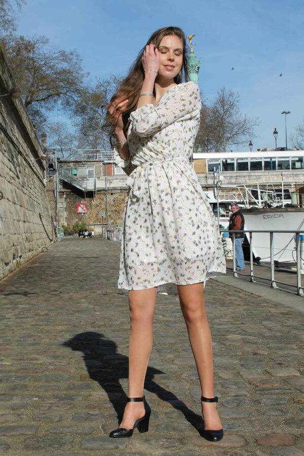 Absolème Robe Joy Blanche Imprimé Doré