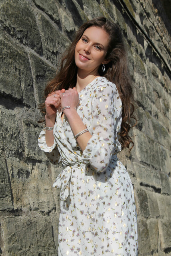 Absolème Robe Joy Blanche Imprimé Doré