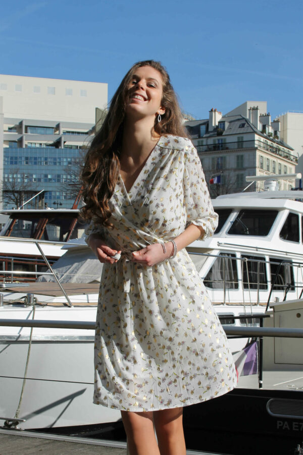 Absolème Robe Joy Blanche Imprimé Doré