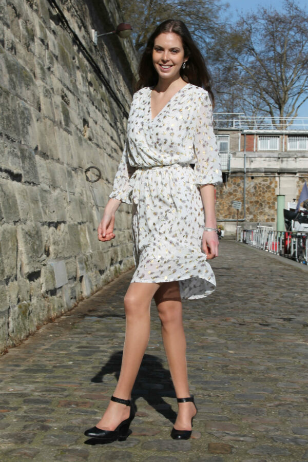 Absolème Robe Joy Blanche Imprimé Doré