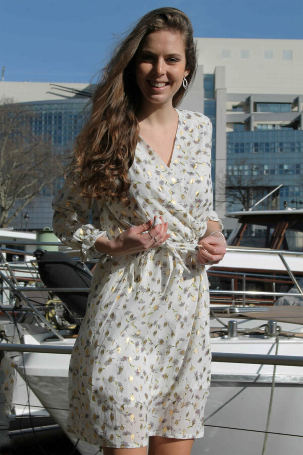 Absolème Robe Joy Blanche Imprimé Doré