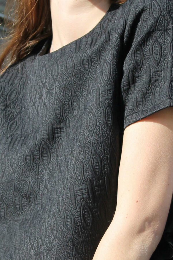 Top Noir en Tissu Texturé