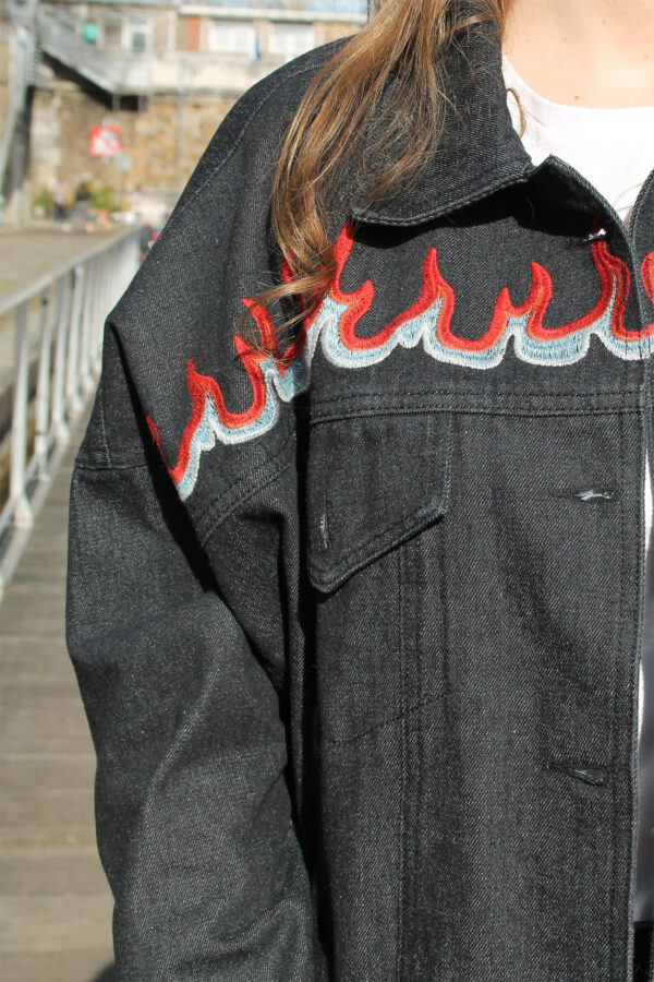 Absolème Veste Denim Noir Brodée