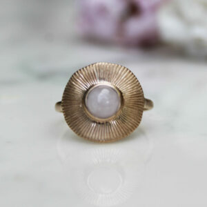 Absolème bague plaqué or 3 microns quartz rose