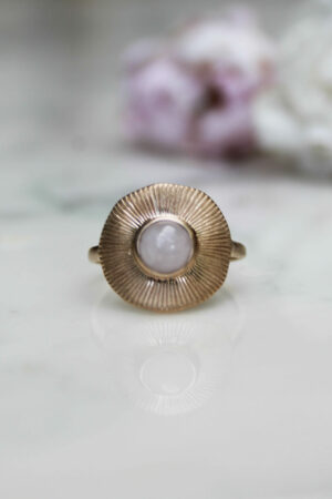 Absolème bague plaqué or 3 microns quartz rose