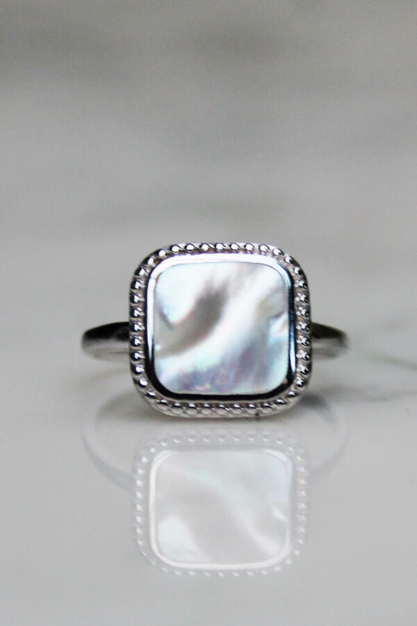 Absolème bague argent 925 carré nacre