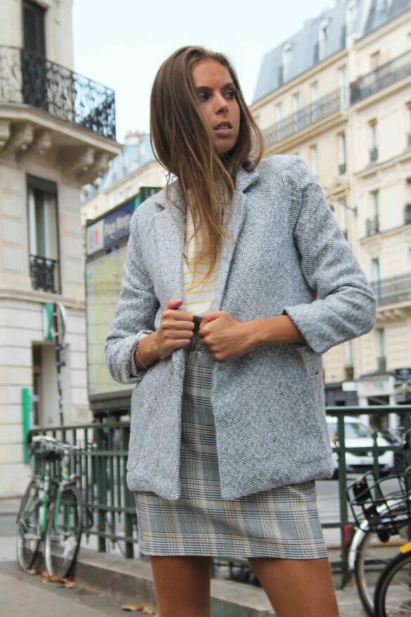 Veste Blazer Epais Gris Clair pour Femmes