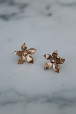 Absolème puces d'oreilles fleurs plaqué or