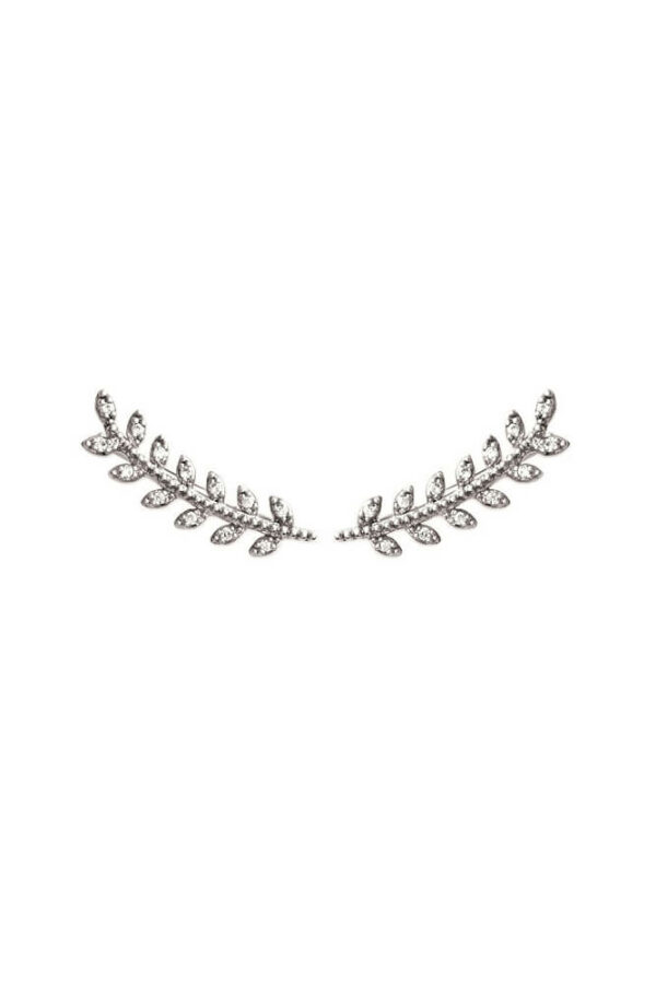 Boucles d'oreilles Laurier montantes argent 925 et zirconiums