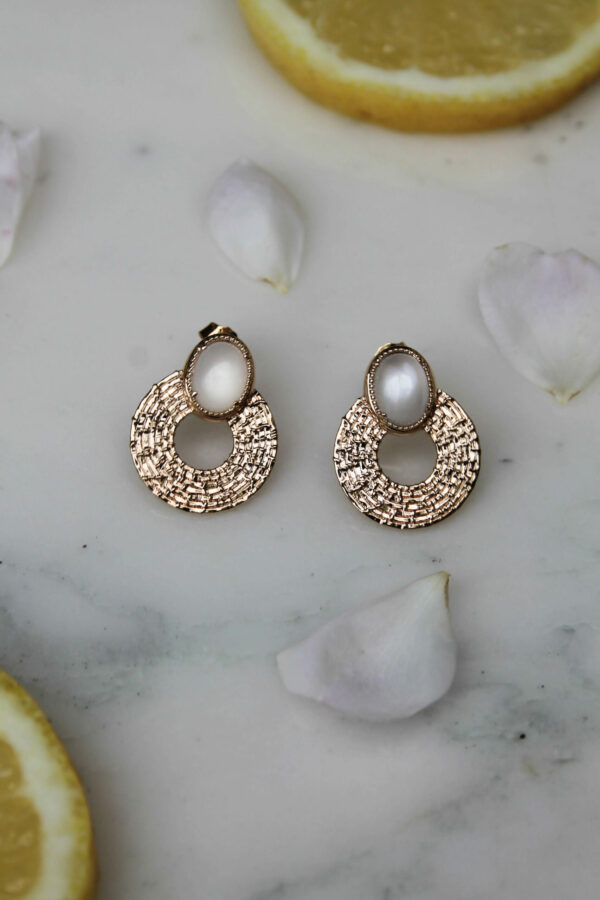 Absolème boucles d'oreilles Riva pierre de lune plaqué or