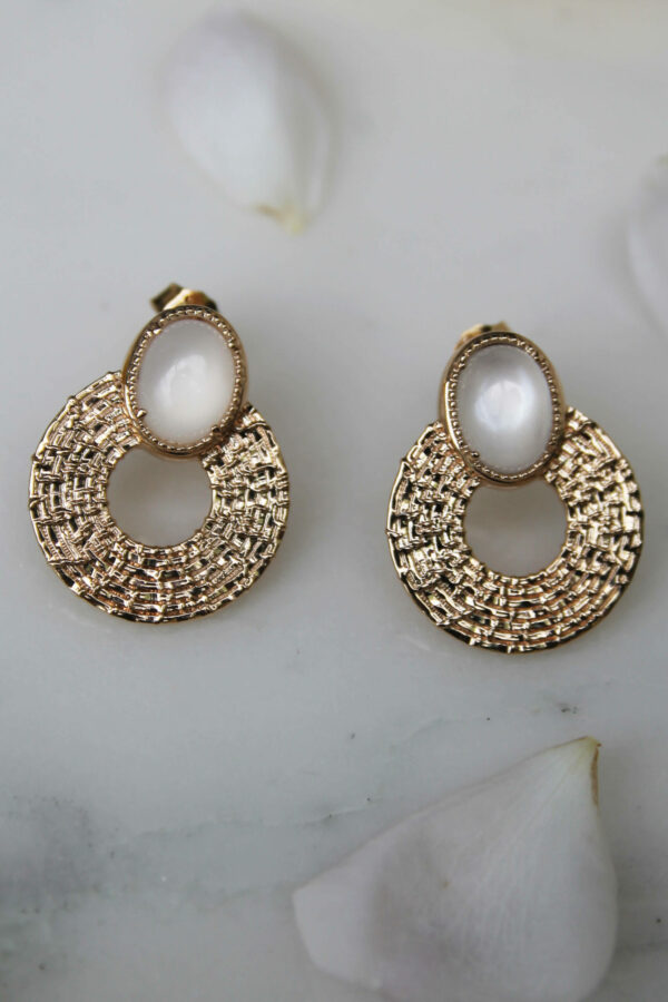 Absolème boucles d'oreilles Riva pierre de lune plaqué or