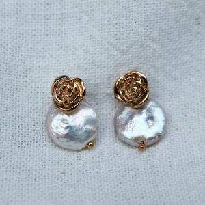 Äbsolème boucles d'oreilles roses perle eau douce plaqué or