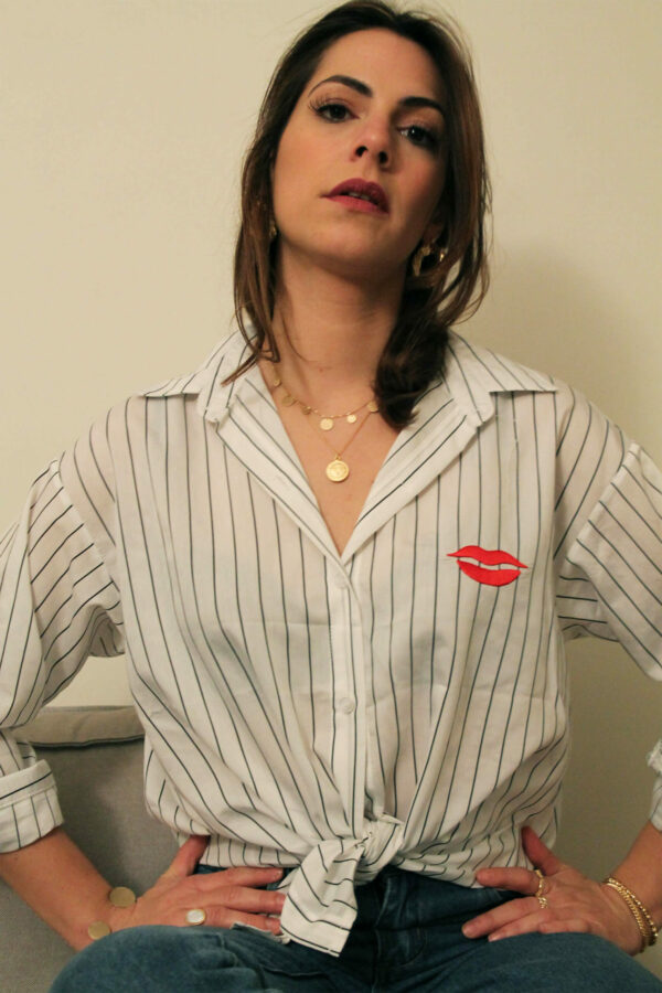Absolème chemise rayée broderie