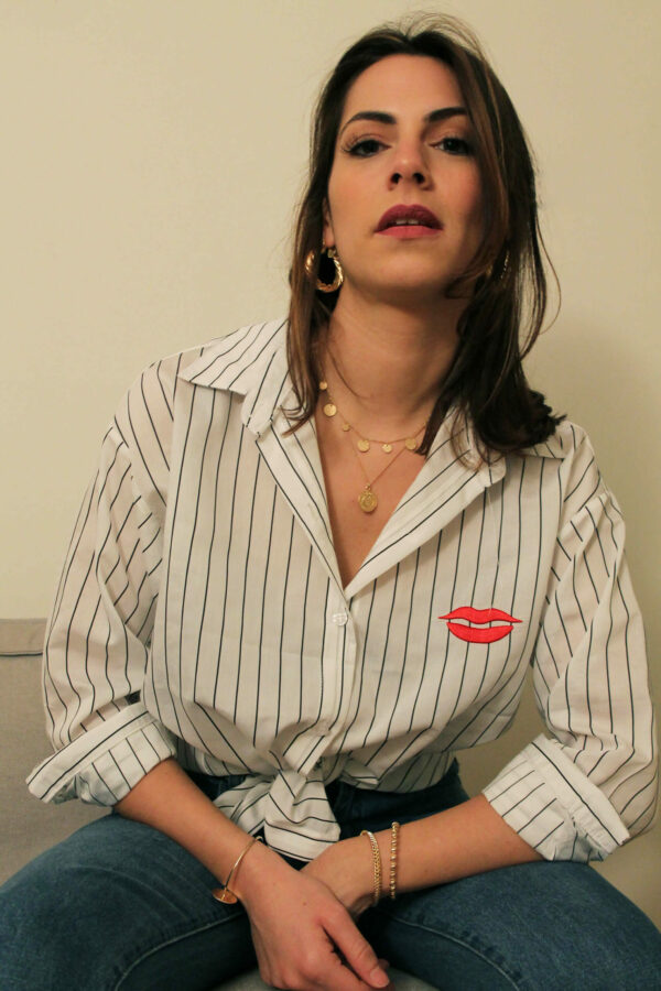 Absolème chemise rayée broderie