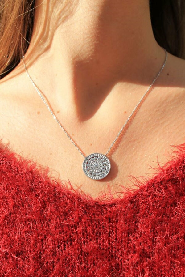 Collier moderne pendentif ethnique argent 925