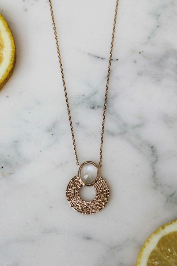 Absolème collier Riva pierre de lune plaqué or 3 microns