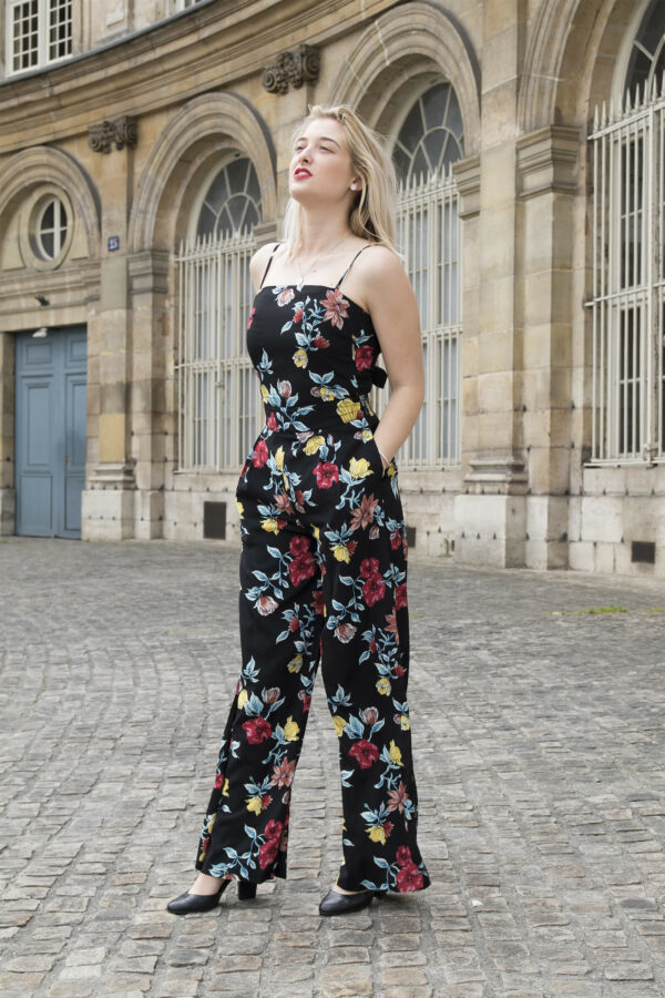 Absolème eshop mode combinaison noire fleurie