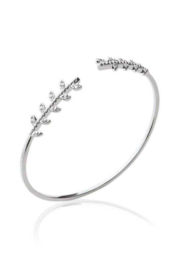 Jonc laurier argent 925 Zirconiums
