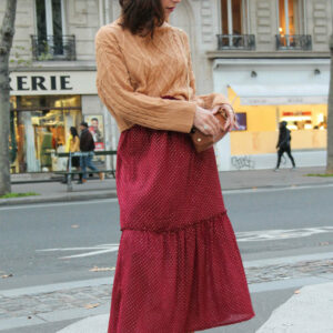 Absolème jupe longue taille haute bohème bordeaux