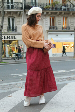 Absolème jupe longue taille haute bohème bordeaux
