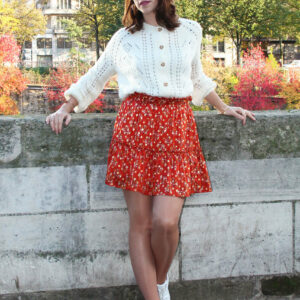 Absolème jupe courte taille haute orange doré