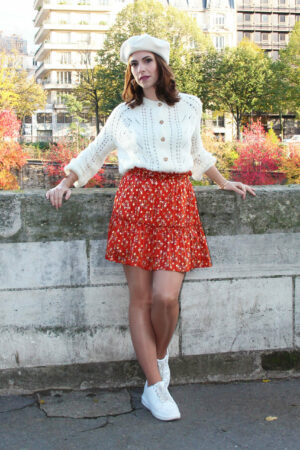 Absolème jupe courte taille haute orange doré