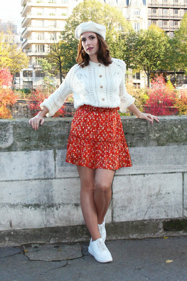 Absolème jupe courte taille haute orange doré