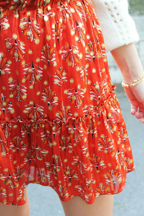 Absolème jupe courte taille haute orange doré