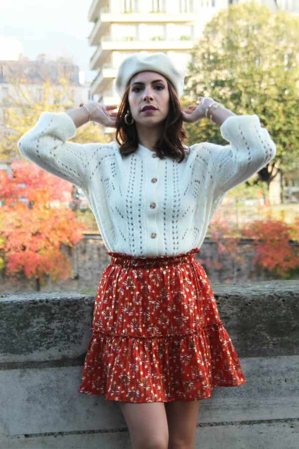 Absolème jupe courte taille haute orange doré