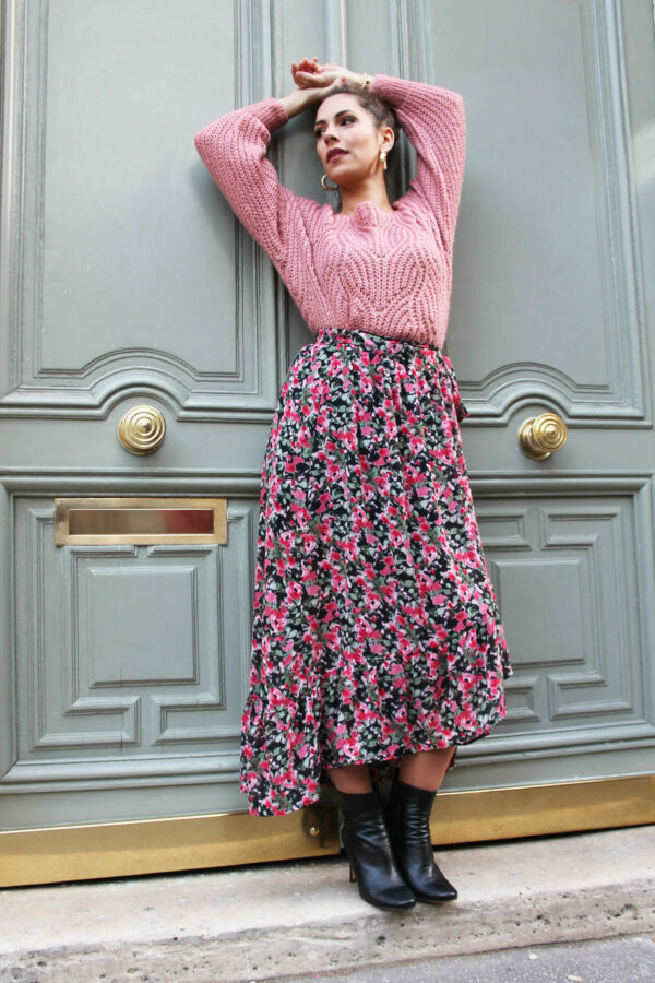 Absolème jupe longue taille haute imprimé fleurs