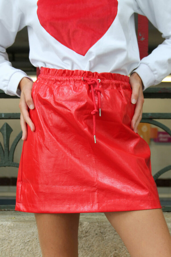 Jupe Tendance Courte Taille Rouge Vinyle