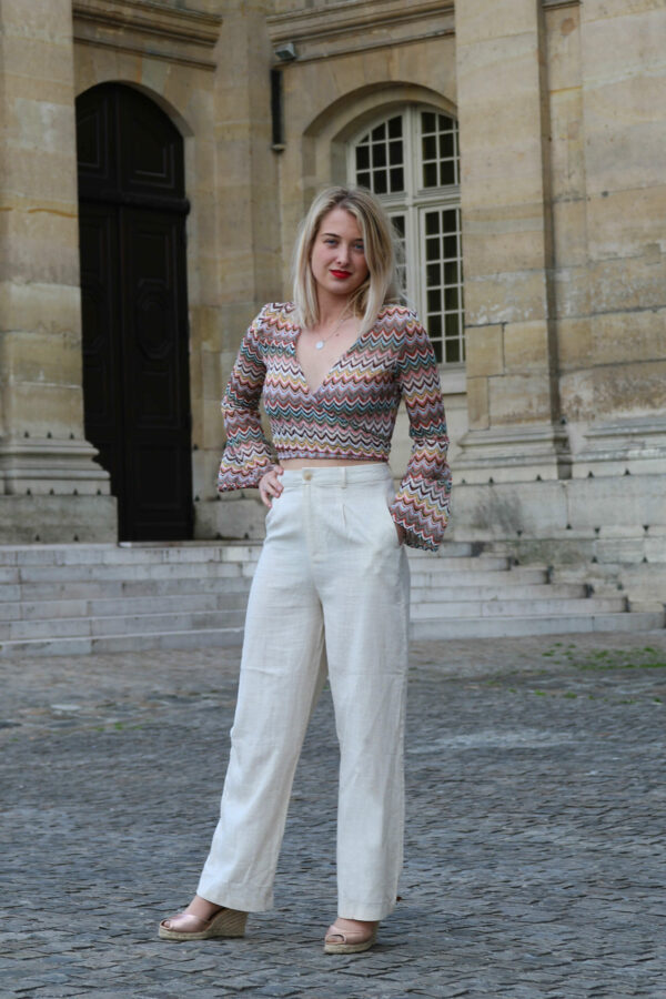 Absolème boutique en ligne pantalon coupe large lin blanc